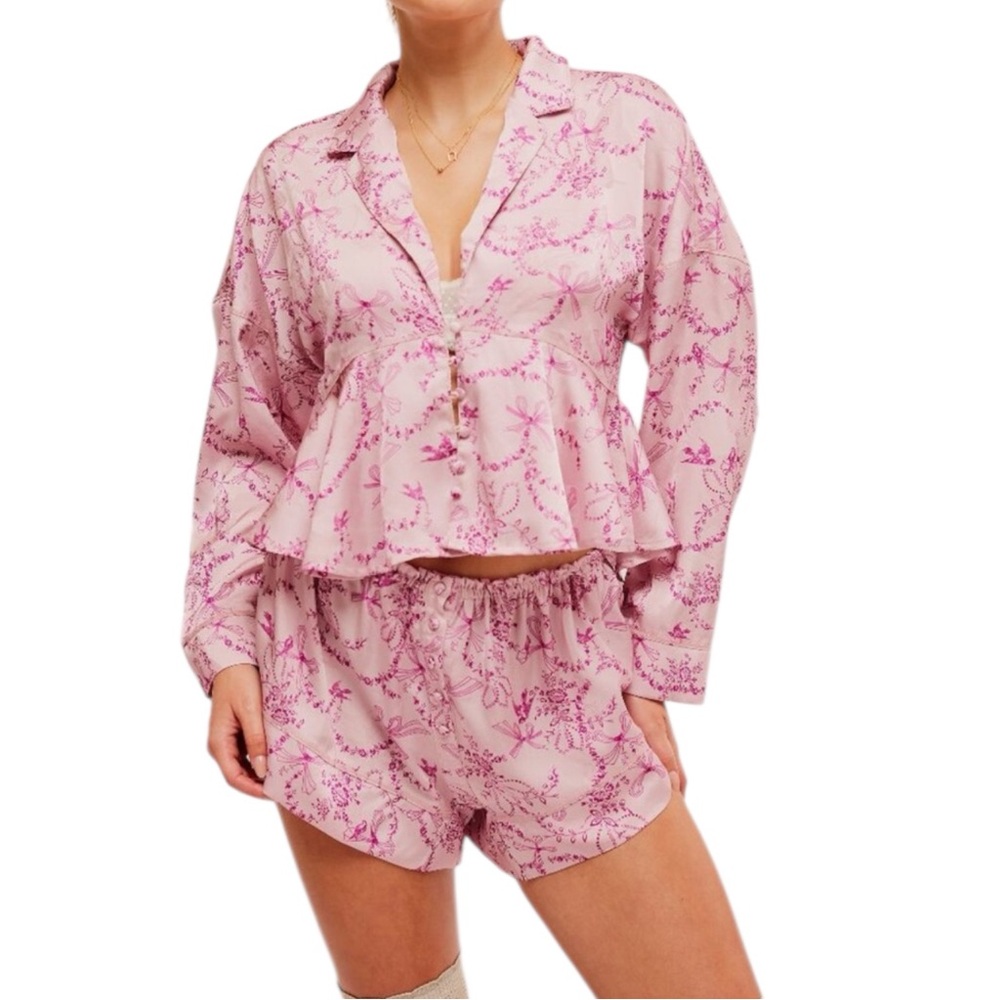 FREE PEOPLE Intimately Beauty Sleep PJ Set / Blushing Combo- XL NWT